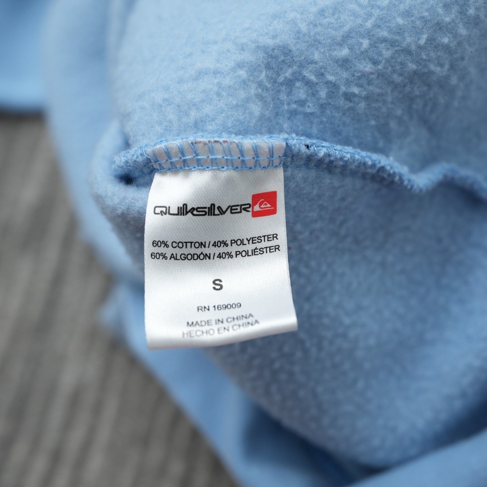 Quiksilver Sweatshirt Men Sky Blue Crewneck Logo Casual Pullover Soft Small - Picture 8 of 9